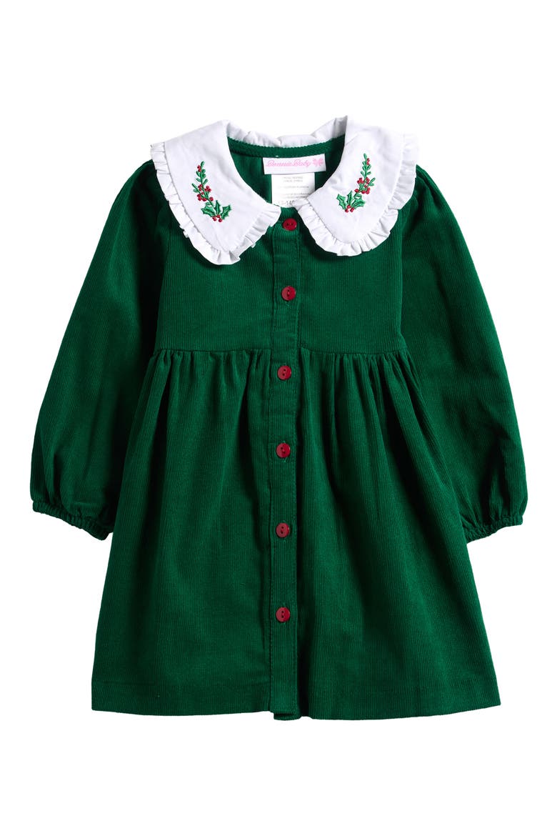 Holly Peter Pan Collar Corduroy Dress, Main, color, GREEN