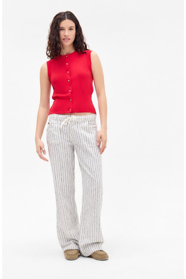 Drawstring Wide Leg Linen & Cotton Blend Pants, Alternate, color, WHITE