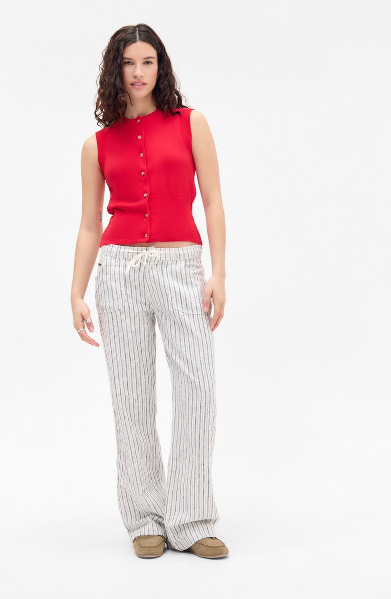 BDG Urban Outfitters Drawstring Wide Leg Linen & Cotton Blend Pants, Alternate, color, White