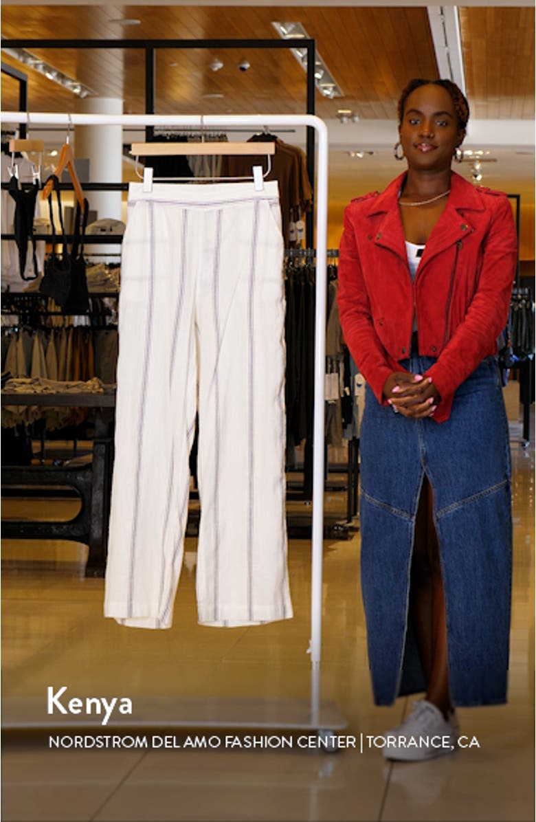 Embroidered Stripe Cotton Wide Leg Pants, sales video thumbnail