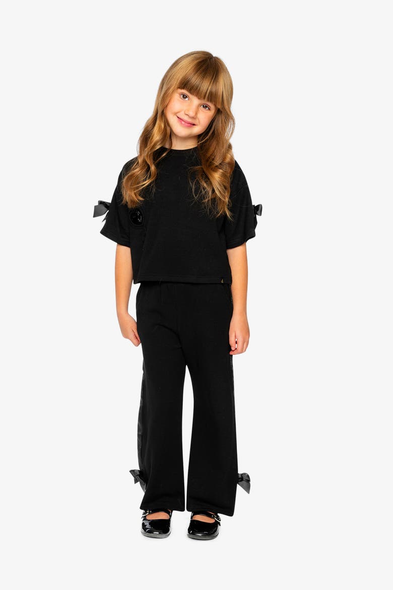 Flare Legs Milano Bow Detail Side Pocket Pants, Alternate, color, Black