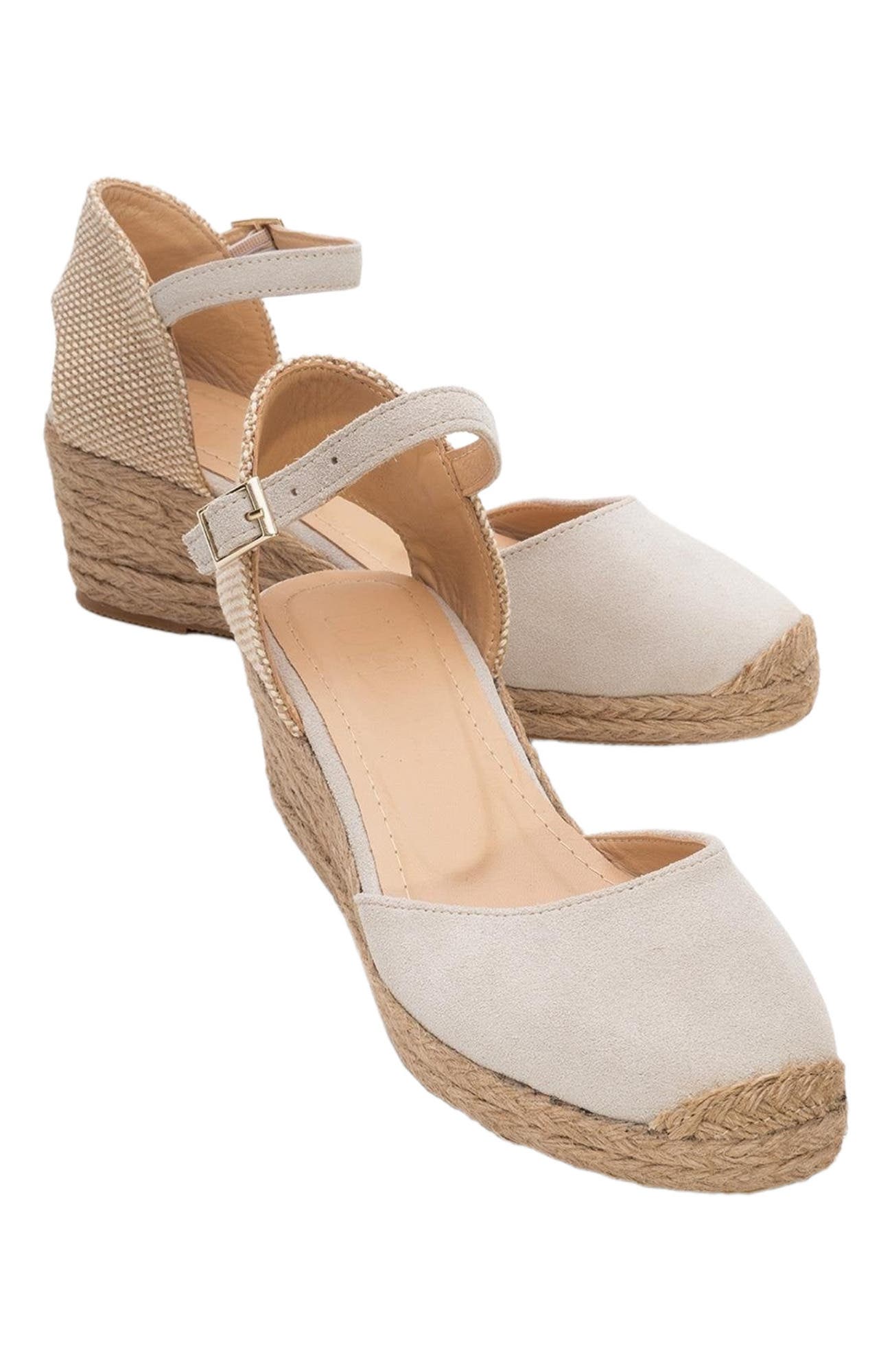 Aldea Leather Platform Espadrille, Alternate, color, Beige Suede Leather