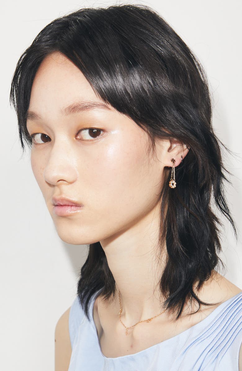 Tory Burch Forget Me Not Charm Station Necklace, Alternate, color, Tory Gold