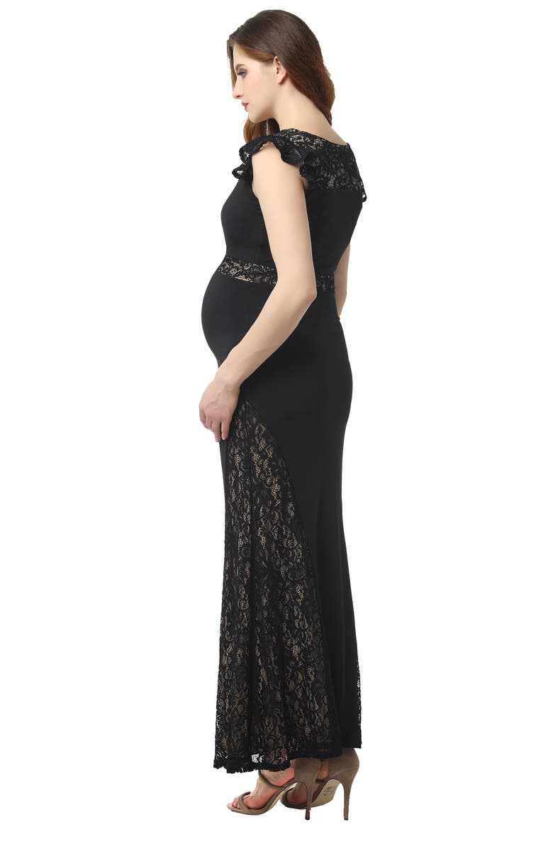Kimi and Kai Audrey Lace Trim Maternity Gown, Alternate, color,