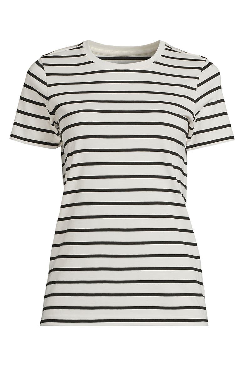 Plus Size Relaxed Supima Cotton Crew Neck T-Shirt, Alternate, color, Ivory/Black Breton Stripe