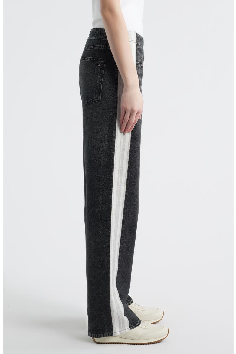 rb Miramar Side Stripe Wide Leg Cotton Terry Sweatpant Jeans, Alternate, color, SPORT WHITE/ BLACK