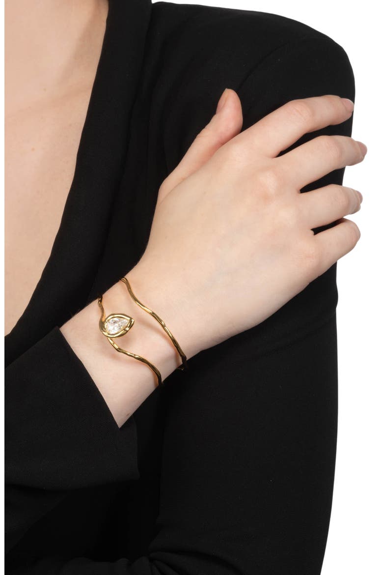 Asterales Floating Cubic Zirconia Cuff Bracelet, Alternate, color, GOLD/ CUBIC ZIRCONIA