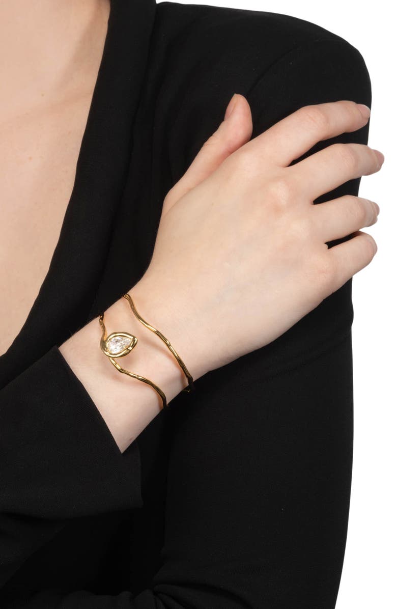 Alexis Bittar Asterales Floating Cubic Zirconia Cuff Bracelet, Alternate, color, Gold/ Cubic Zirconia