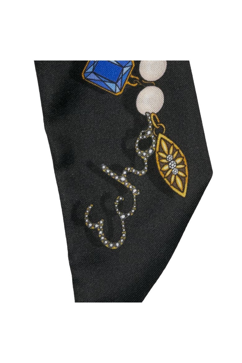 Bejewled Silk Ribbon Scarf, Alternate, color, Black