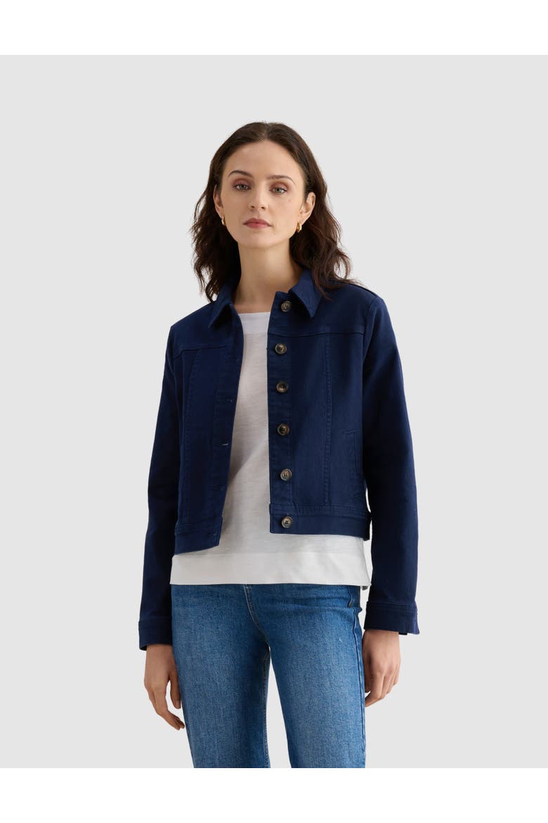 Selborne Boxy Cropped Denim Jacket, Main, color, Hobbs Navy