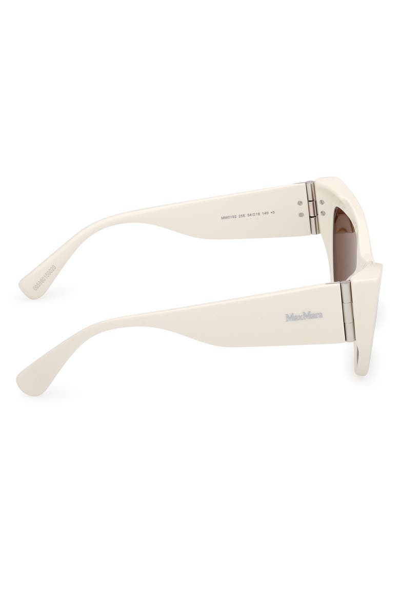 Max Mara 54mm Cat Eye Sunglasses, Alternate, color, Shiny White / Brown