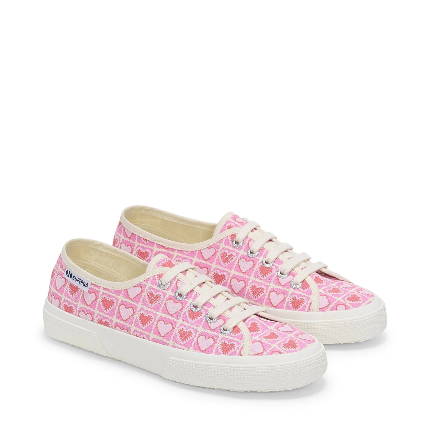 Superga 3750 Heart Crochet Print Leggera Sneakers, Alternate, color, Pink Beige Coral