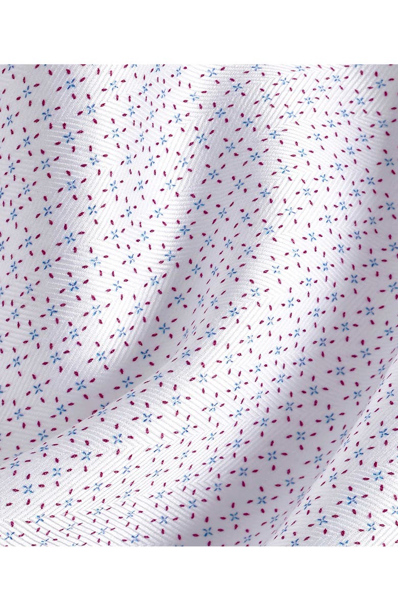 David Donahue Trim Fit Microprint Cotton Herringbone Dress Shirt, Alternate, color, Blue/ Berry