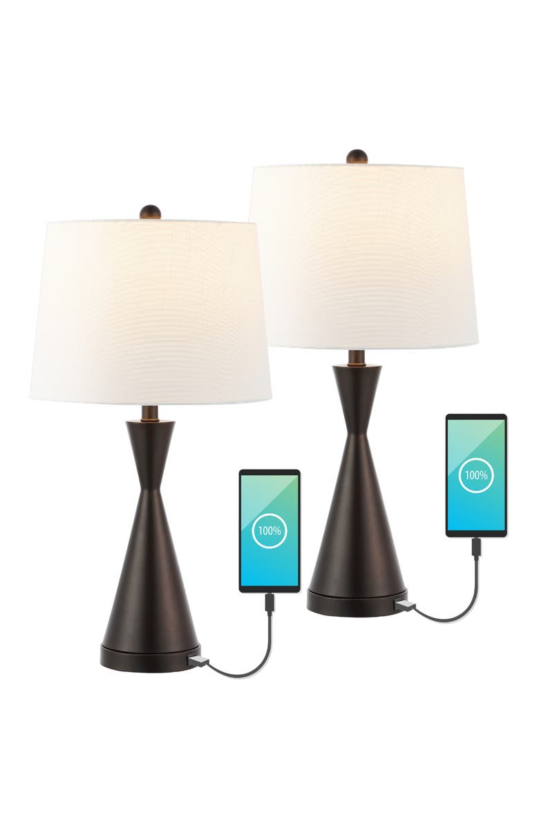 JONATHAN Y Colton 26" Classic French Country Iron LED Table Lamp with USB Charging Port, Alternate, color, Oil Rubbed Bronze