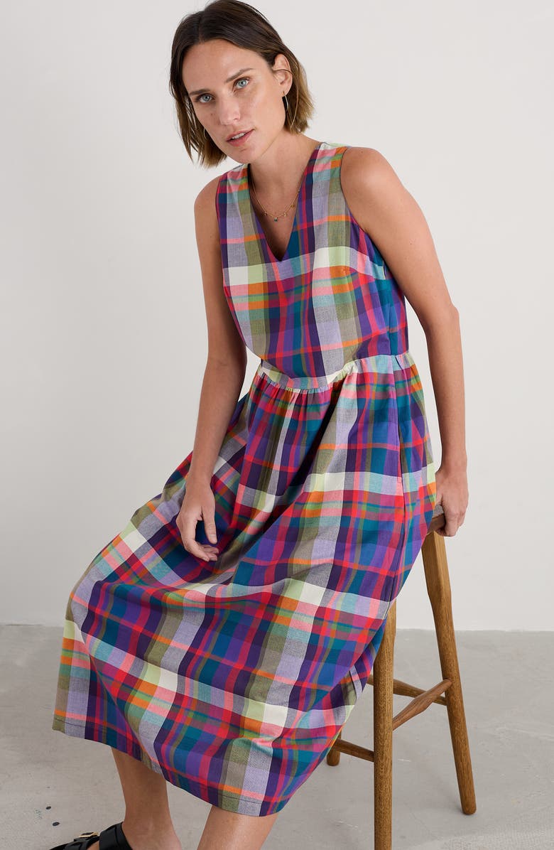 Seasalt Cornwall Lowland Heather Sleeveless Organic Cotton Dress, Alternate, color, Florabunda Multi Damson