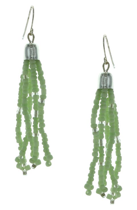 Isla Seed Bead Tassel Drop Earrings