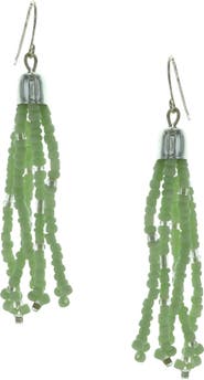OLIVIA WELLES Isla Seed Bead Tassel Drop Earrings