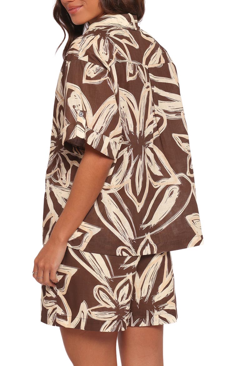 Pacifica Oversize Floral Print Camp Shirt, Alternate, color, CHOCOLATE FLORAL
