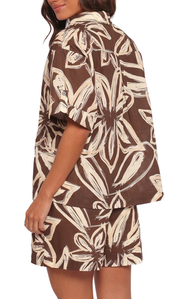 Petal & Pup Pacifica Oversize Floral Print Camp Shirt, Alternate, color, Chocolate Floral