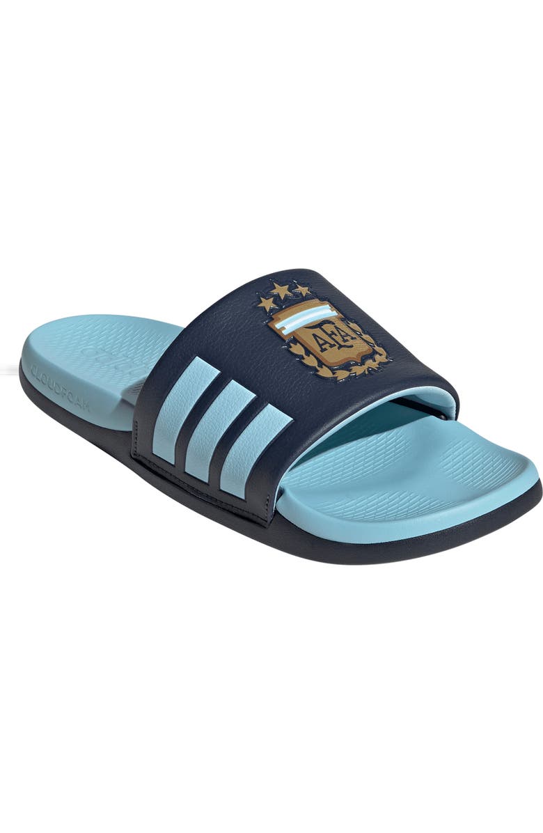 adidas Gender Inclusive Adilette Comfort 2.0 Argentina Slide Sandal, Main, color, Navy/ Dark Gold/ Icey Blue