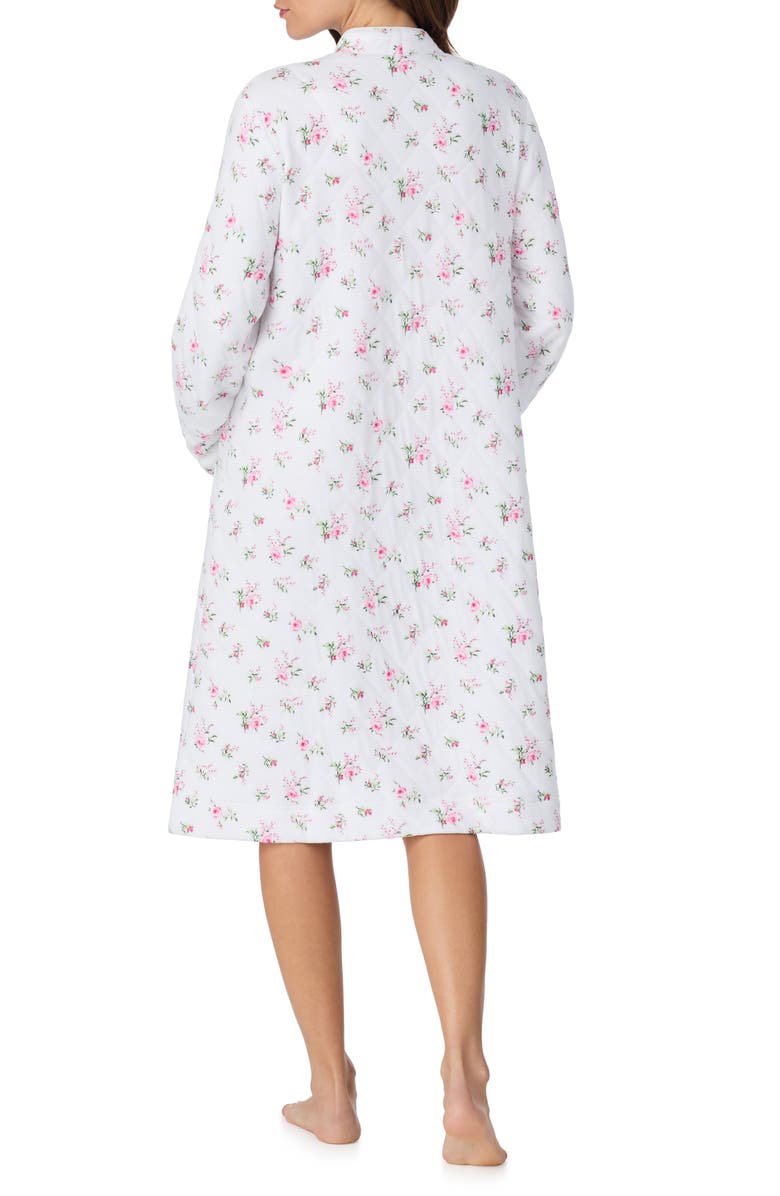 Eileen West Waltz Floral Zip-Up Quilted Cotton Robe, Alternate, color, Pink Bouqet