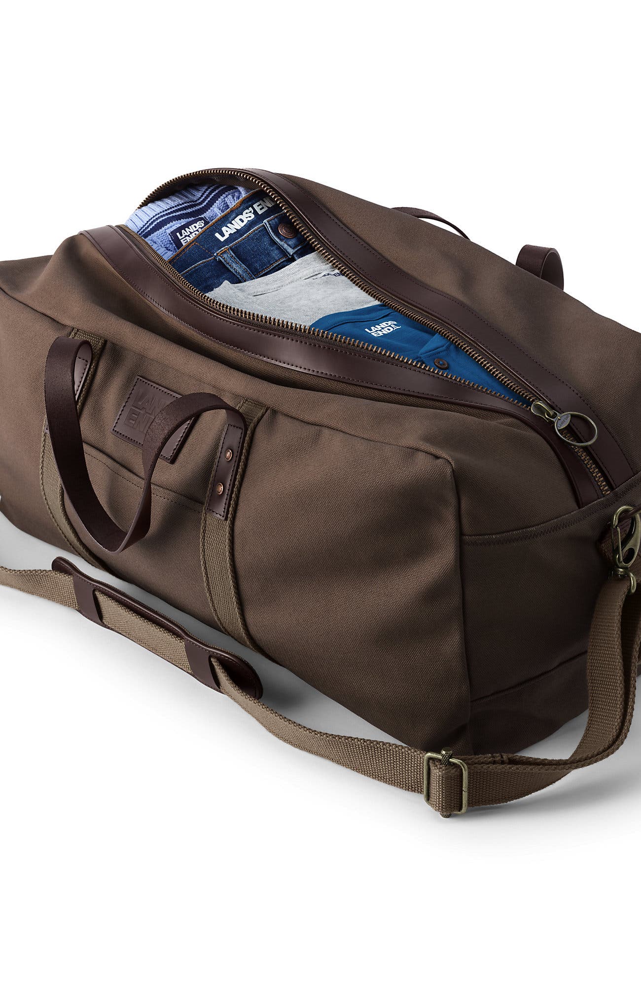 Lands' End Waxed Canvas Travel Duffle Bag, Alternate, color, 