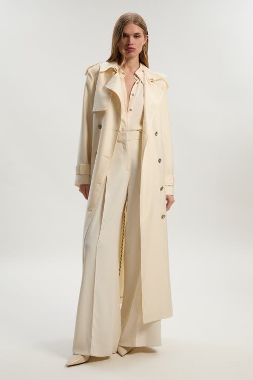 Karen Millen Soft Signature Trench Coat in Ivory at Nordstrom, Size 10
