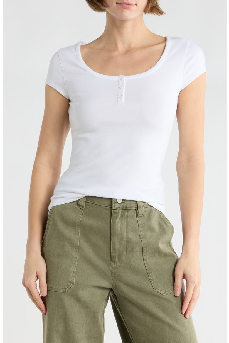 Short Sleeve Henley T-Shirt, Main, color, WHITE