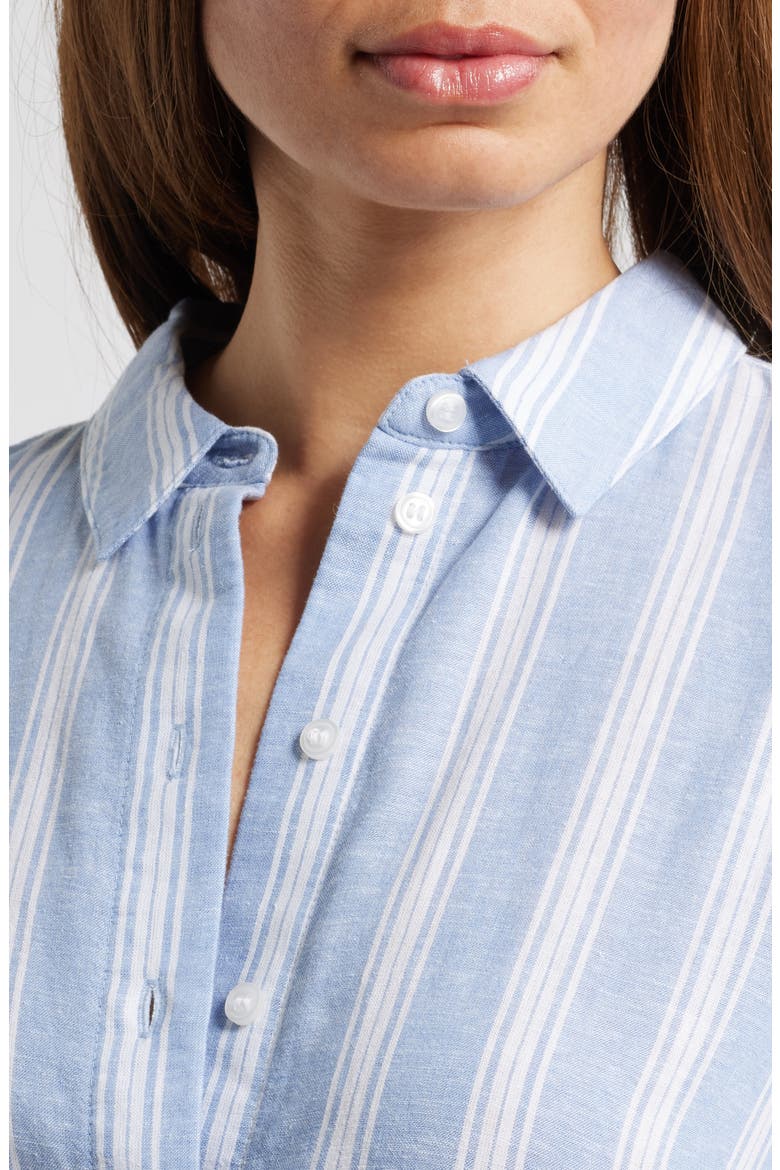 Stripe Long Sleeve Linen Blend Shirtdress, Alternate, color, BLUE- WHITE TAY STRIPE