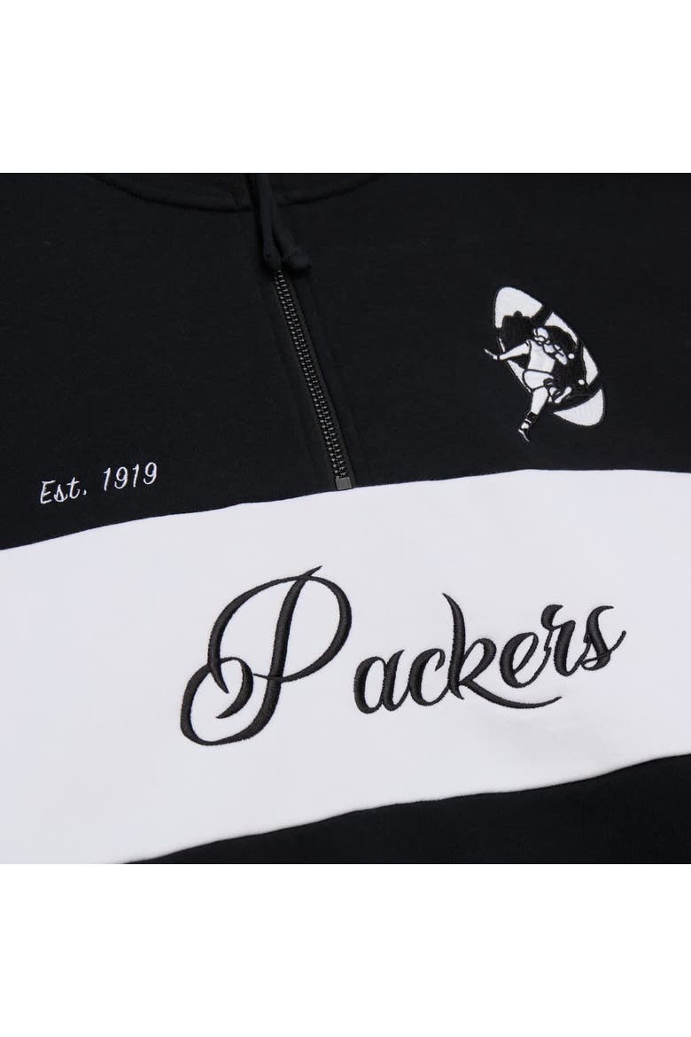 Women's Mitchell & Ness Black Green Bay Packers Quarter-Zip Jacket, Alternate, color, Black