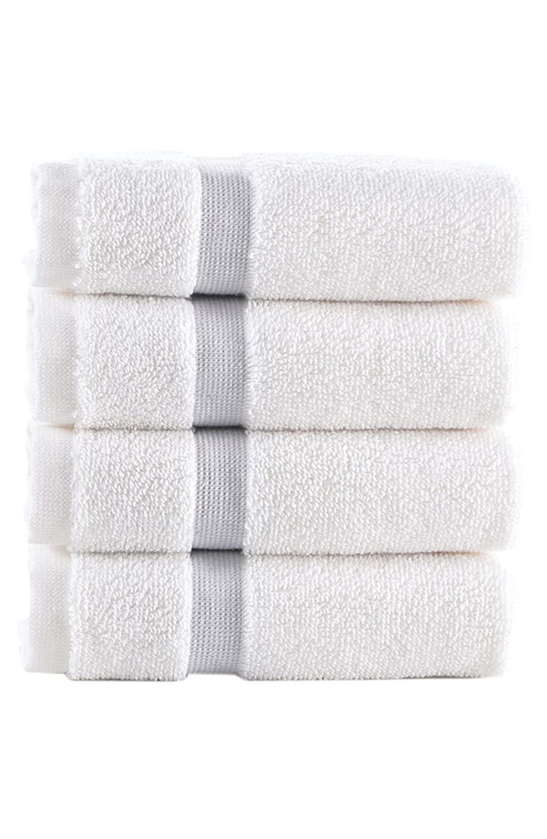 Brooks Brothers Contrast Border 4-Piece Towel Set, Main, color, Silver