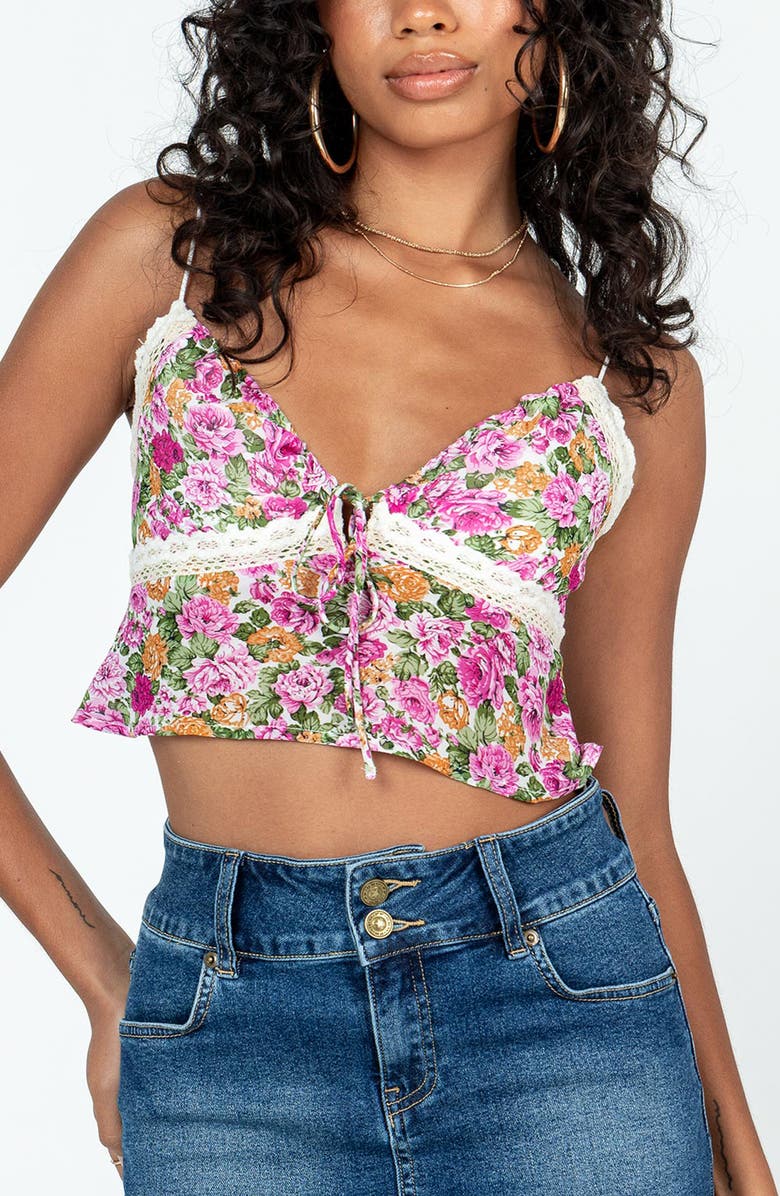 Princess Polly Emilee Floral Print Crop Camisole, Main, color, Pink