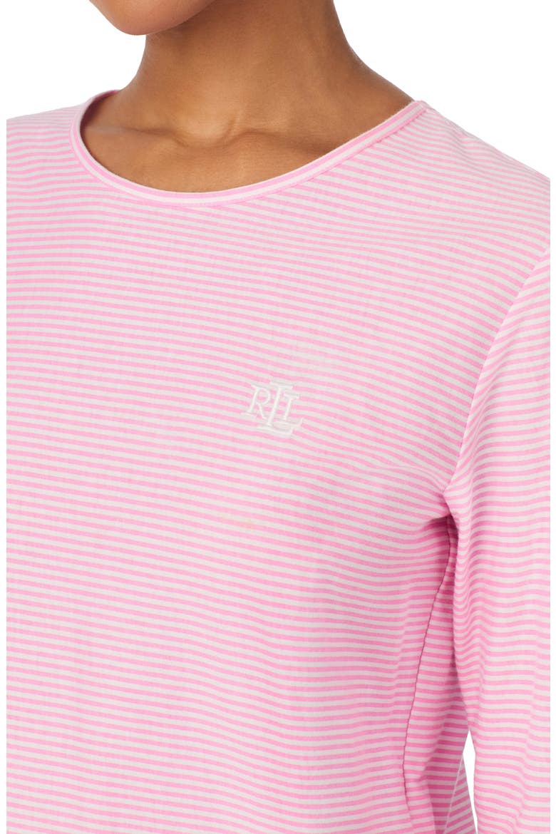 Print Cotton Ankle Length Pajamas, Alternate, color, PINK STRIPE