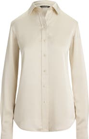 Lauren Ralph Lauren Drapey Georgette Button-Up Shirt