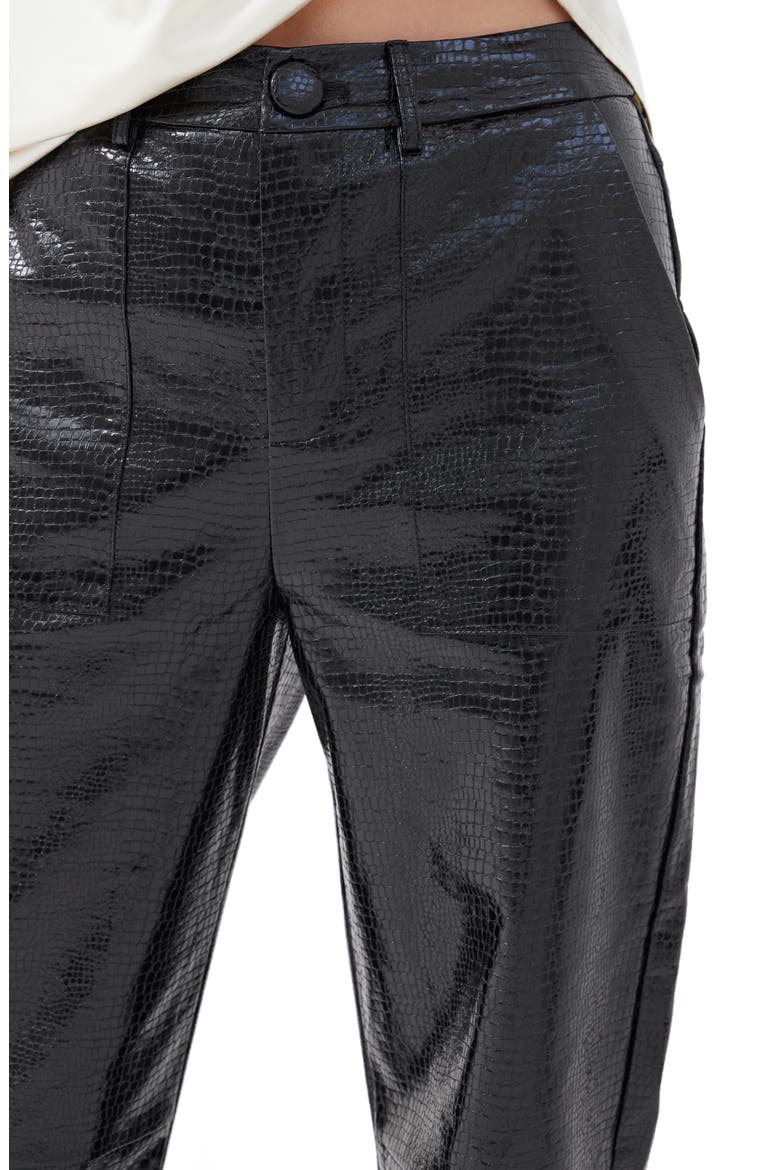 Wilcox Croc Embossed Wide Leg Faux Leather Pants, Alternate, color, BLACK PATENT CROC