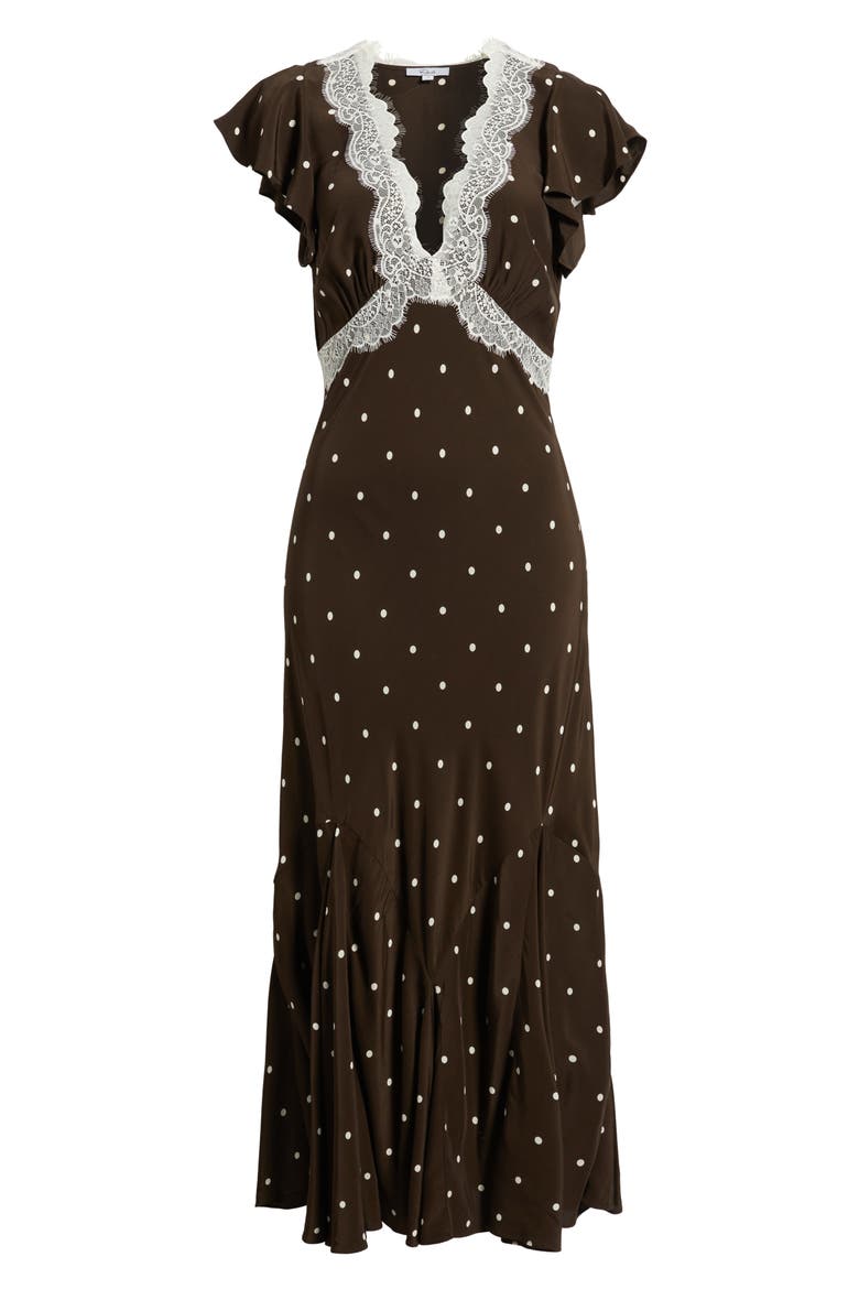 Mattia Lace Trim Polka Dot Maxi Dress, Alternate, color, COCOA POLKA DOTS