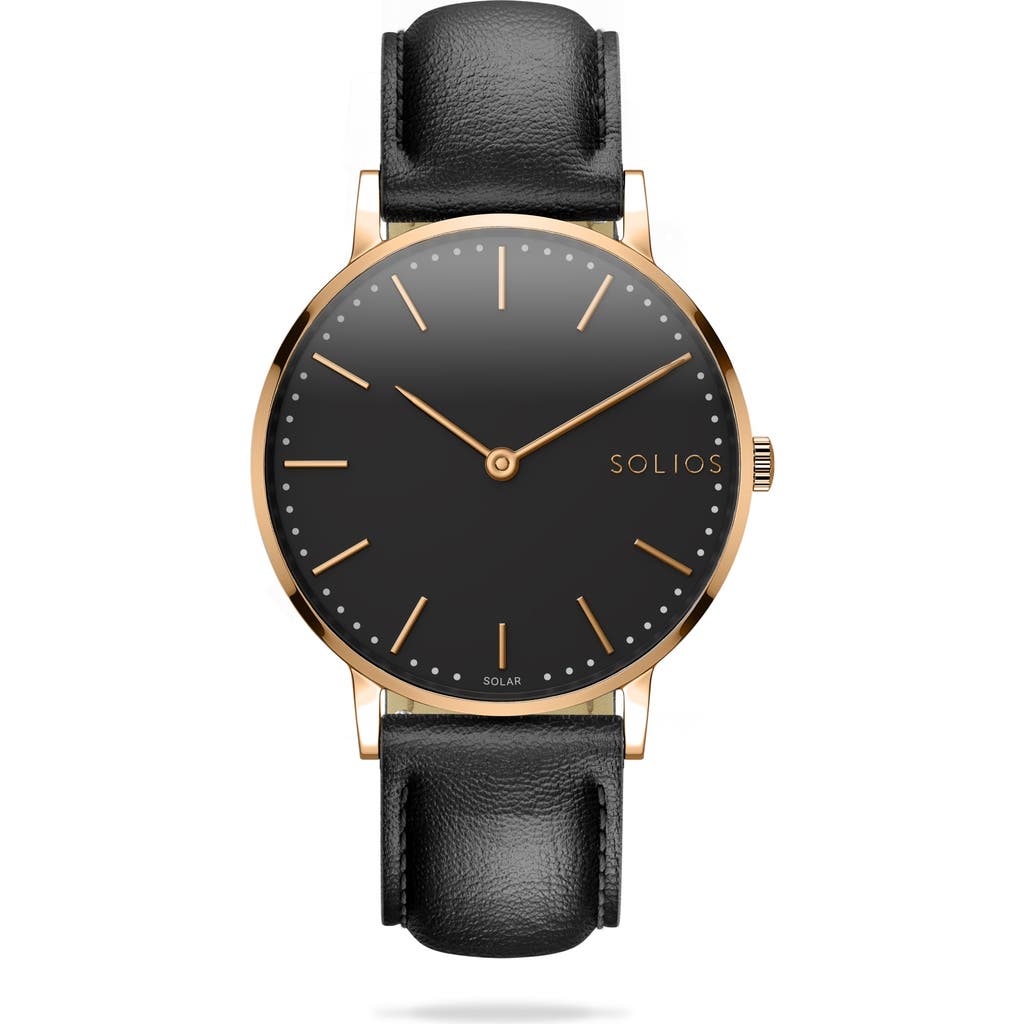 Solios Watches The Solar Classic | Black Dial In Black Vegan Leather