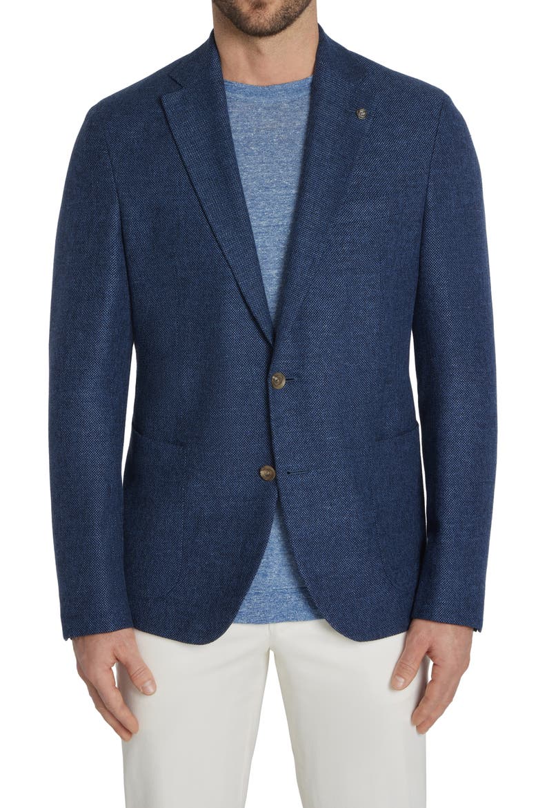 Hampton Solid Knit Wool & Linen Blend Sport Coat, Main, color, MEDIUM BLUE