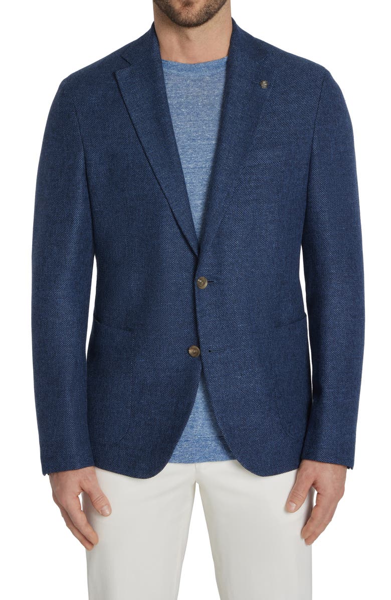 Jack Victor Hampton Solid Knit Wool & Linen Blend Sport Coat, Main, color, Medium Blue
