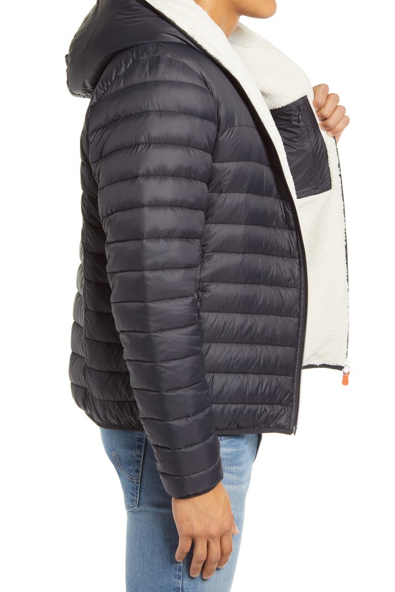 GIGA Waterproof Faux Shearling Lined Puffer Jacket, Alternate, color, BLACK