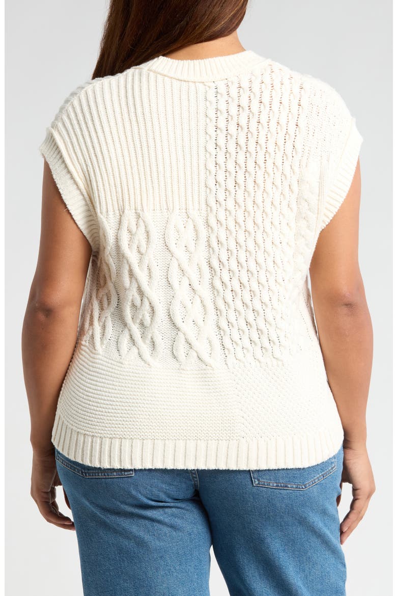 Patchwork Sweater Vest, Alternate, color, ANTIQUE CREAM