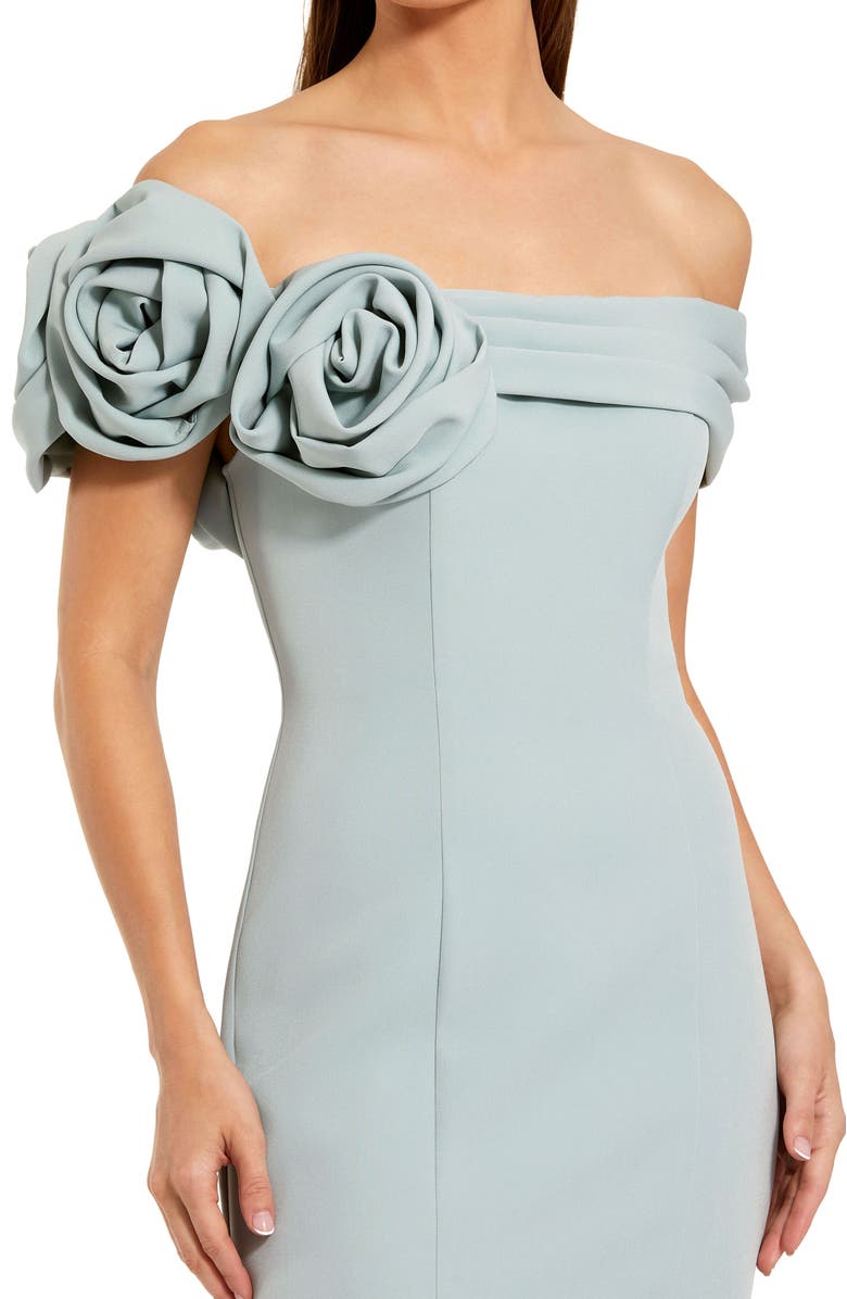 Mac Duggal Women's 3D Floral Crepe Off The Shoulder Gown, Alternate, color, Sage