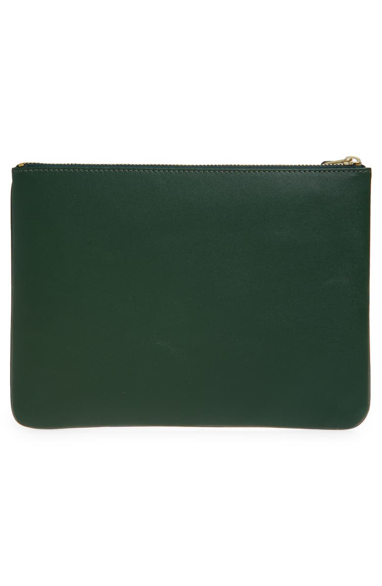 Comme des Garçons Medium Classic Leather Zip-Up Pouch, Alternate, color, Bottle Green