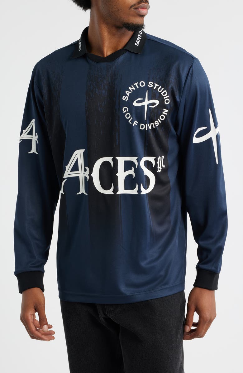 SANTO STUDIO 4 Aces Club Graphic Golf Jersey, Main, color, Blue