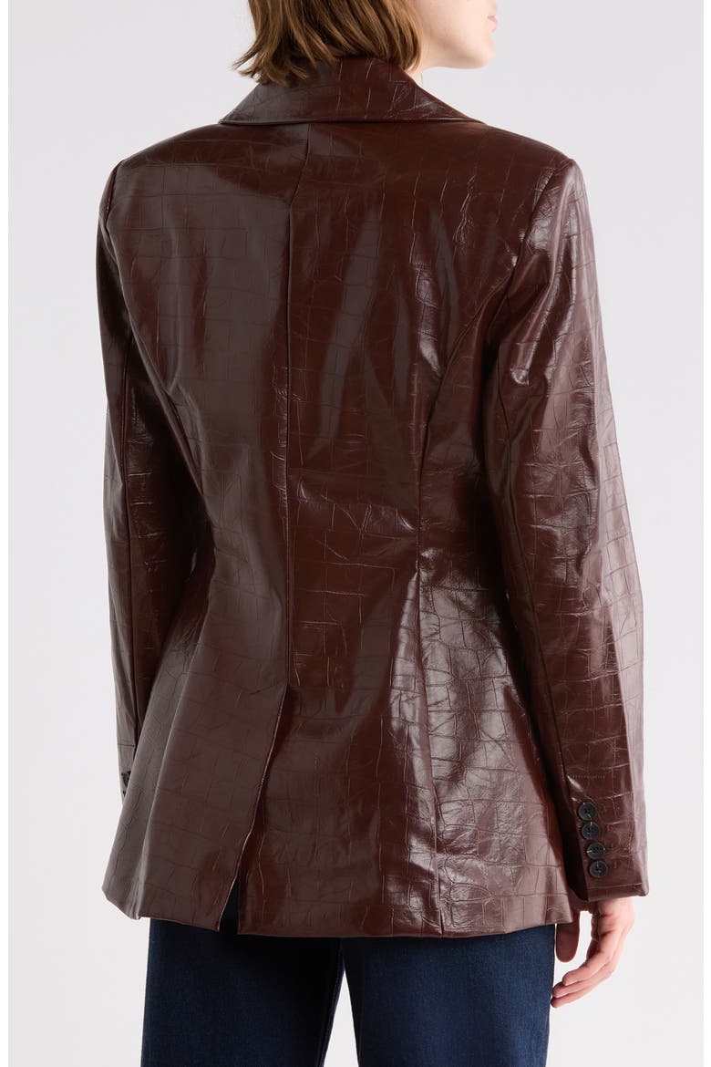 Croc Embossed Faux Leather Jacket, Alternate, color, CHOCOLATE