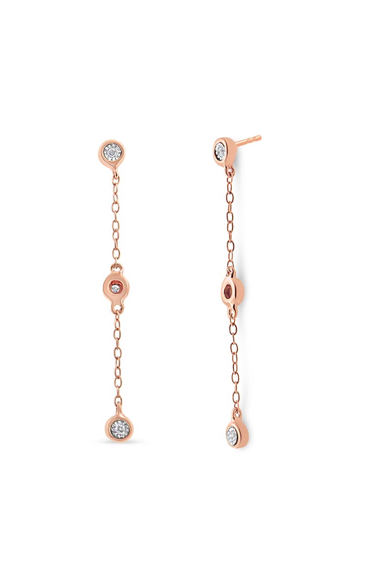 Haus of Brilliance 10K Rose Gold Plated Silver 1/15 Ct Diamond Dangle Earring, Main, color, Pink