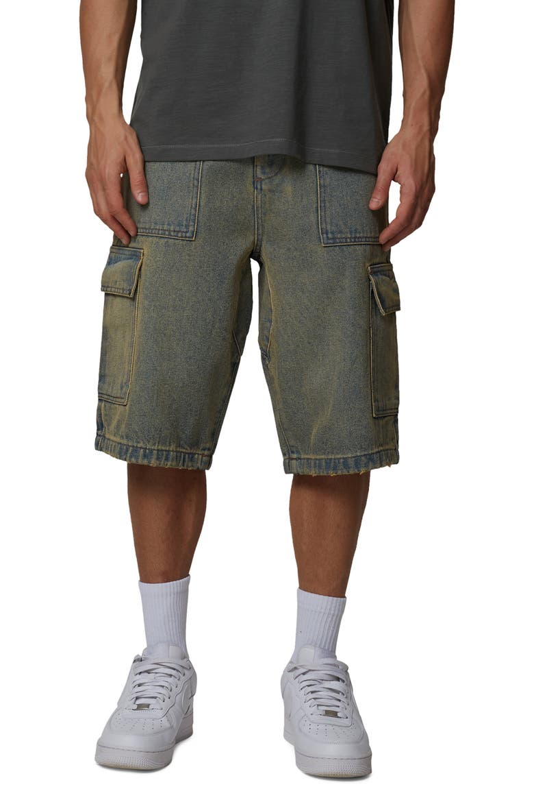 Cargo Denim Shorts, Main, color, Blue