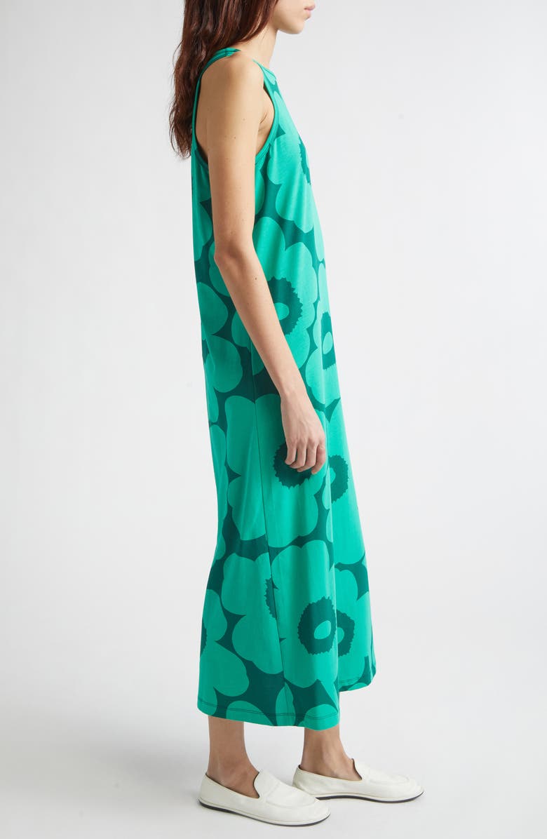 Marimekko Erilainen Unikko Cotton Jersey Tank Dress, Alternate, color, Green Dark Green