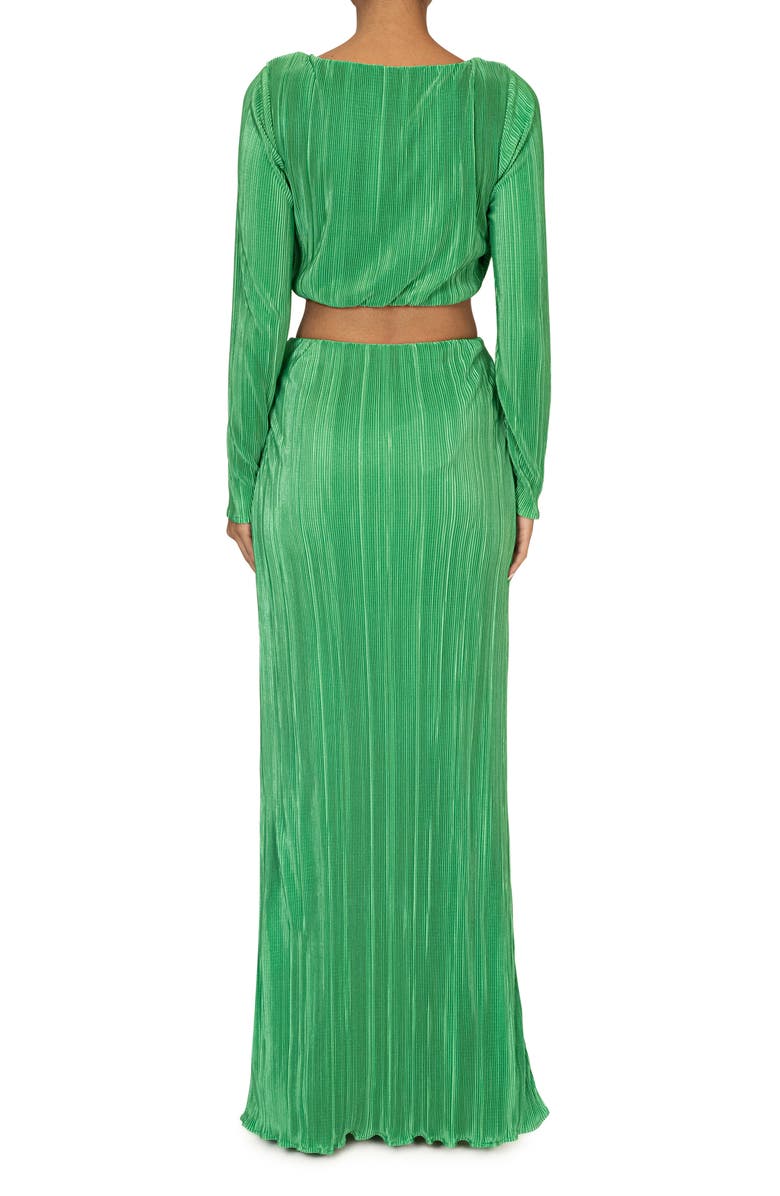 JLUXLABEL Haidyn Plissé Long Sleeve Crop Top & Maxi Skirt Set, Alternate, color, 