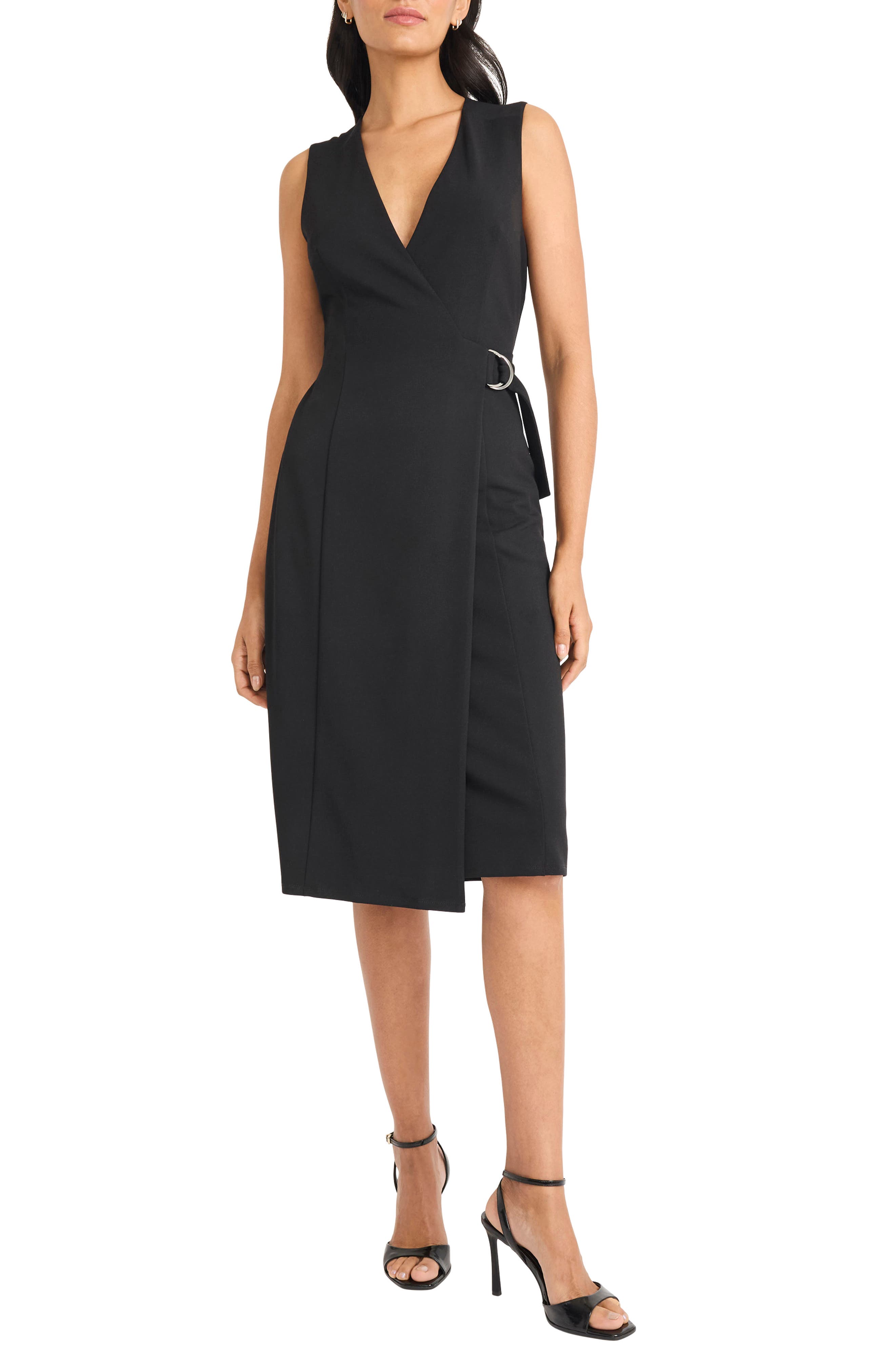 Maggy London Tailored Faux Wrap Dress